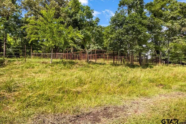 a view of a swimming pool with an outdoor space