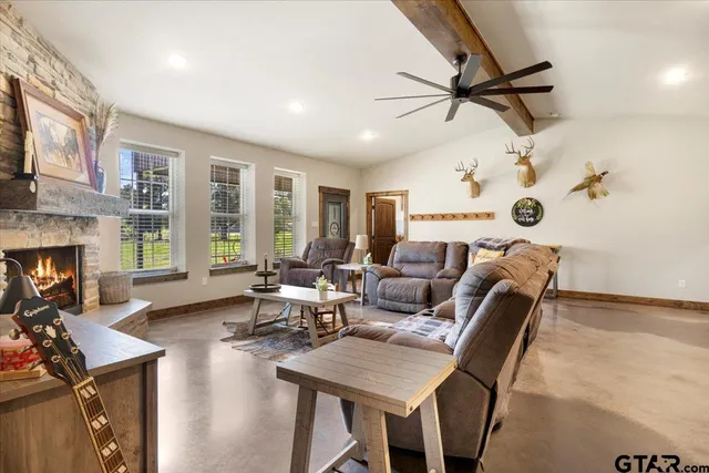 a living room with furniture