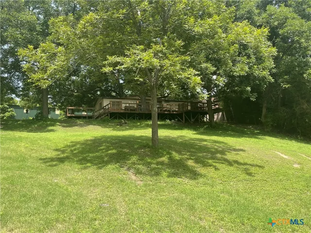 a view of a yard with a tree