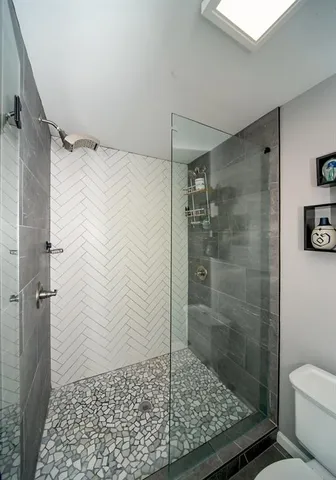a bathroom with a shower