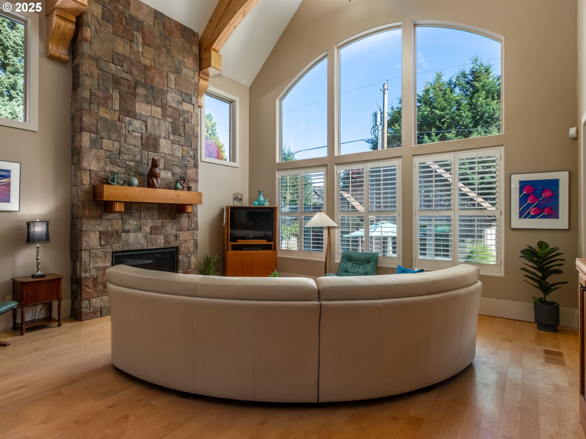 755 6th Street Lake Oswego, OR 97034 - Photo 13 of 48 a living room with fireplace furniture and a potted plant