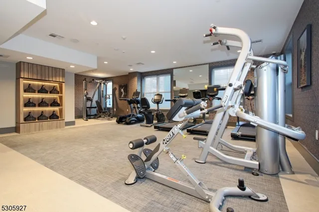 a view of a room with gym equipment