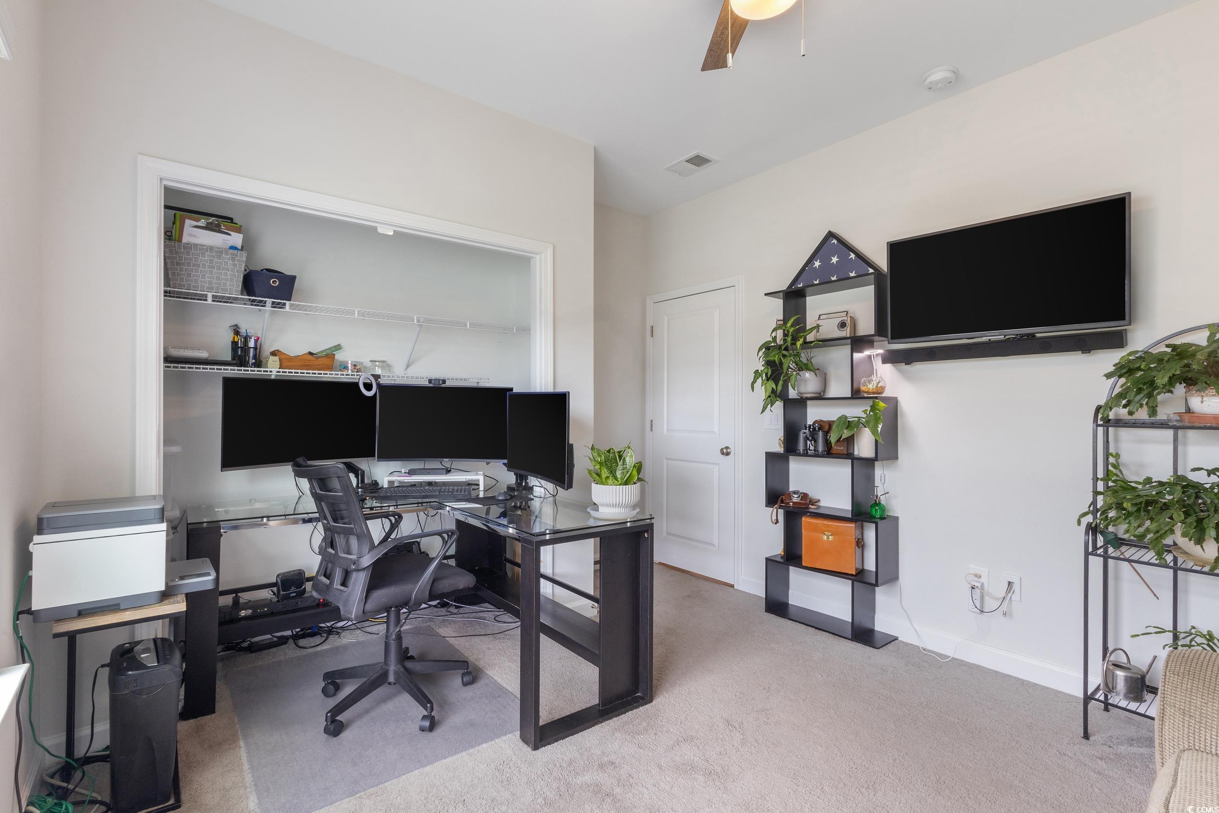 540 Canborough Lane Murrells Inlet, SC 29576 - Photo 31 of 40 Home office featuring light colored carpet and a ceiling fan