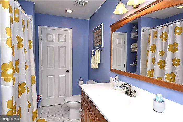 4904 South Chesterfield Road Arlington, VA 22206 - Photo 25 of 30 a bathroom with a sink a toilet and shower curtain