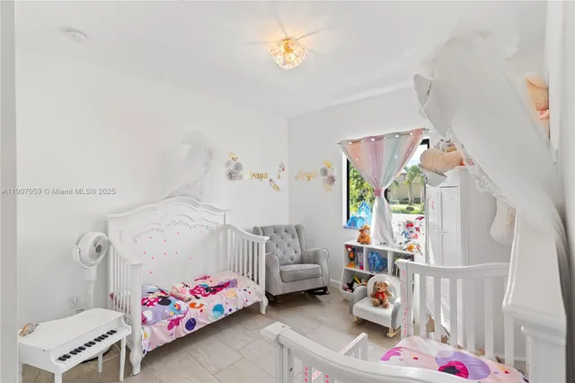 a bedroom with baby toys
