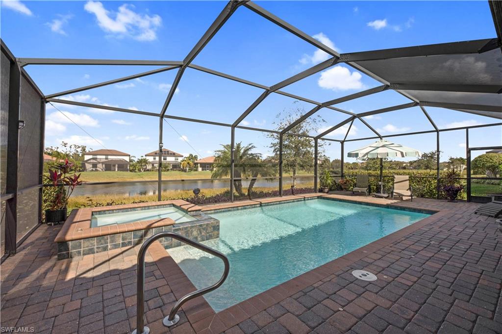 a view of a swimming pool with a porch