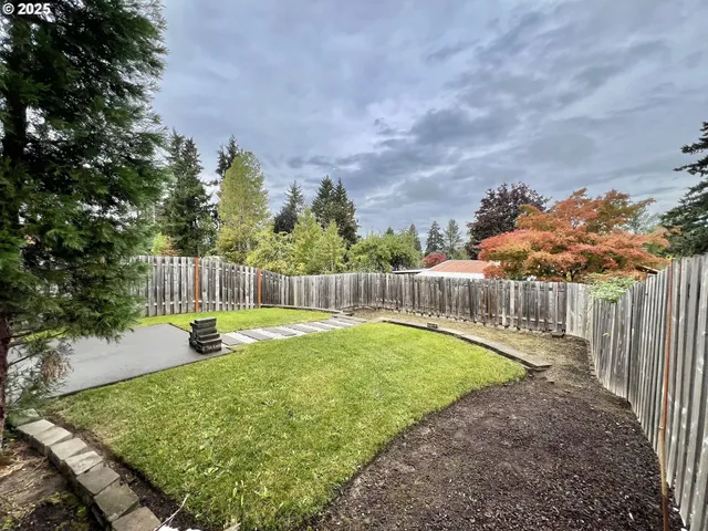 a view of backyard of house
