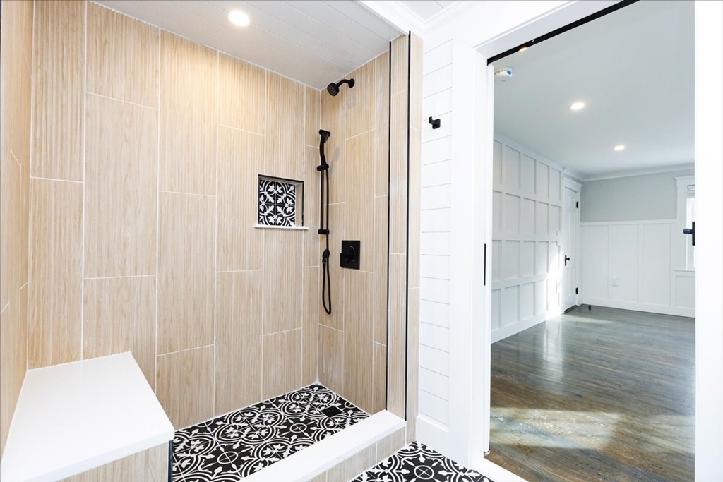 37 Wolcott Road Brookline, MA 02467 - Photo 19 of 41 a bathroom with a shower and a sink