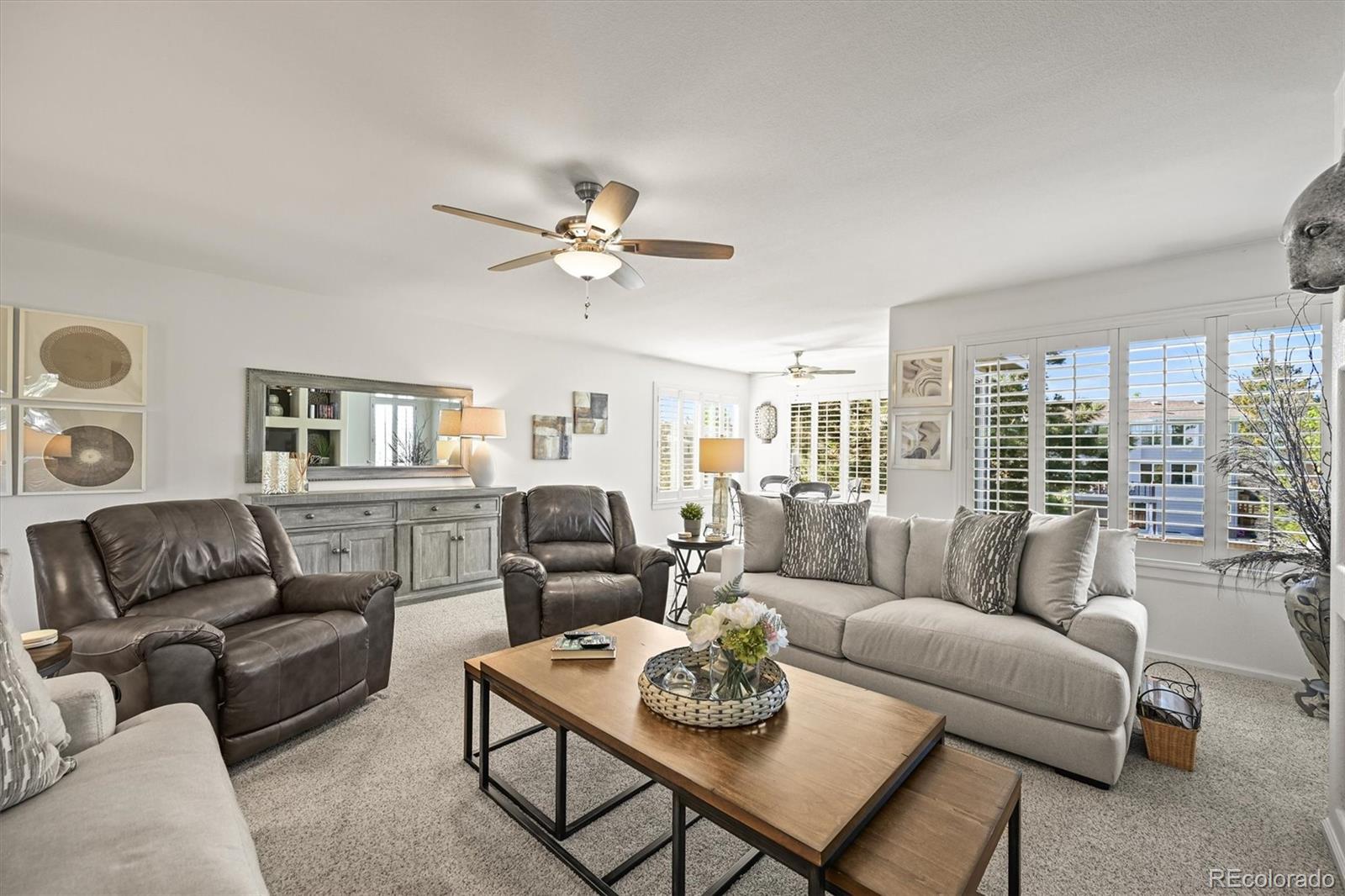 6242 Shea Place Highlands Ranch, CO 80130 - Photo 15 of 45 a living room with furniture ceiling fan and a window