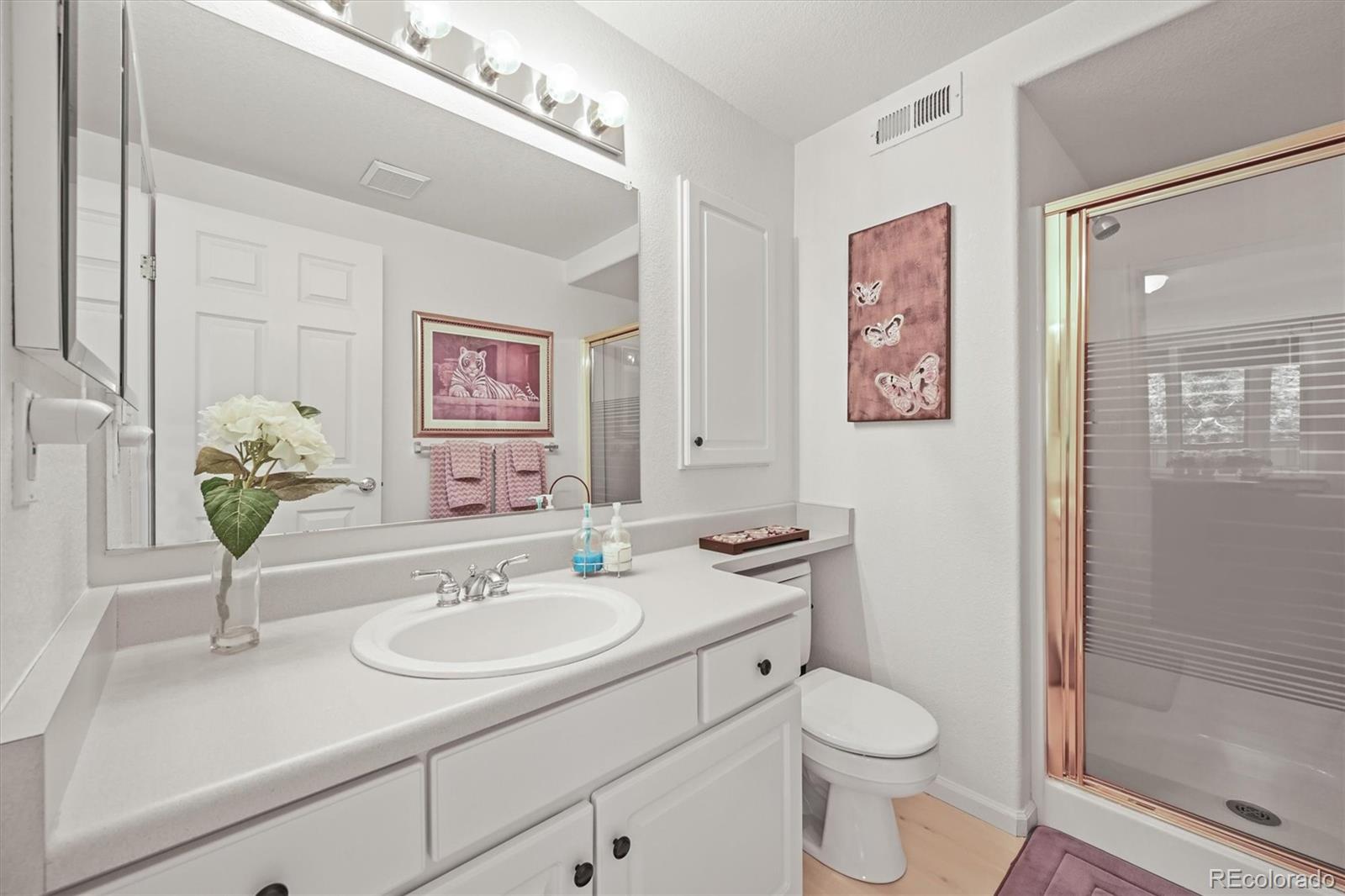 6242 Shea Place Highlands Ranch, CO 80130 - Photo 41 of 45 a bathroom with a sink toilet and shower