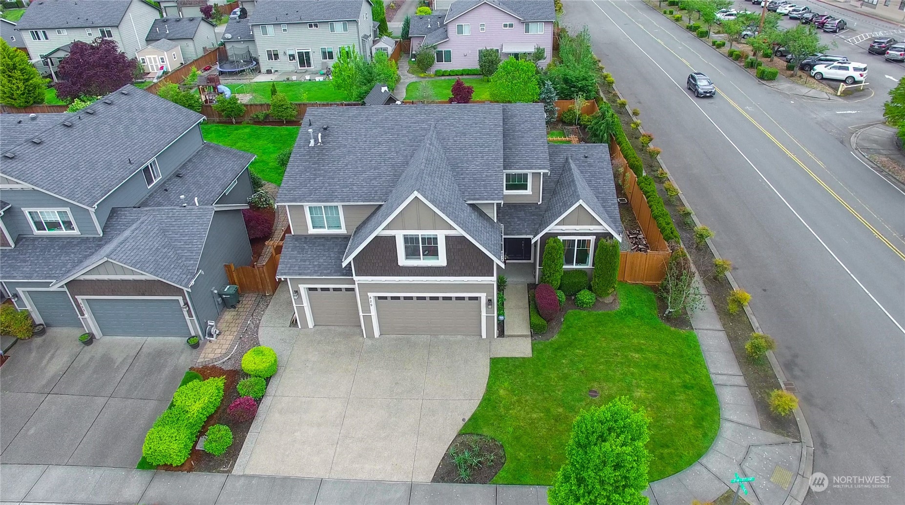 an aerial view of a house