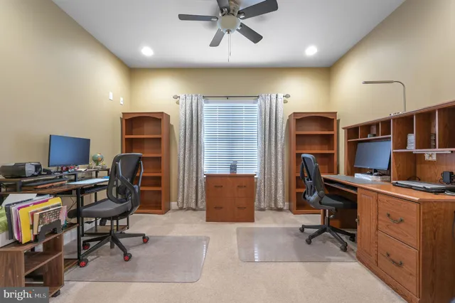 a workspace with furniture