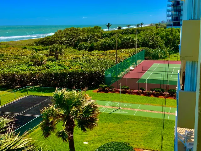 a view of an outdoor space and swimming pool