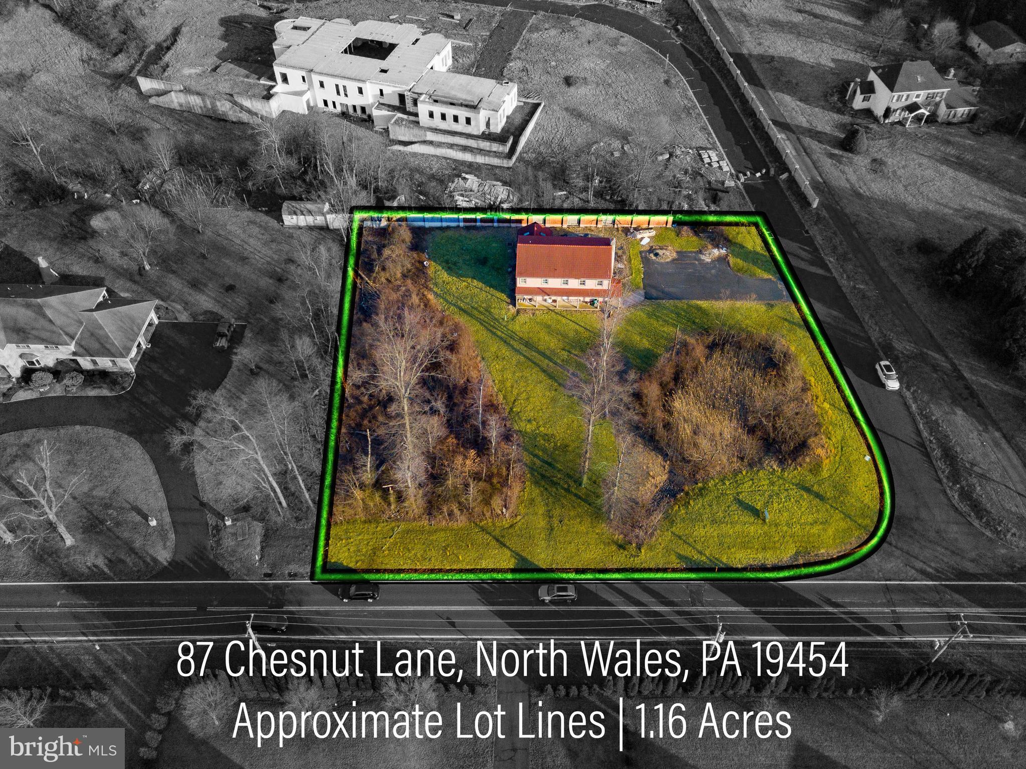 87 Chestnut Lane Ambler, PA 19002 - Photo 2 of 39 Approximate Lot Outline - 1.16 Acres