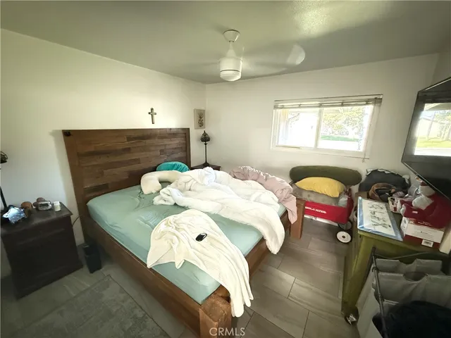 a view of hallway with a large window