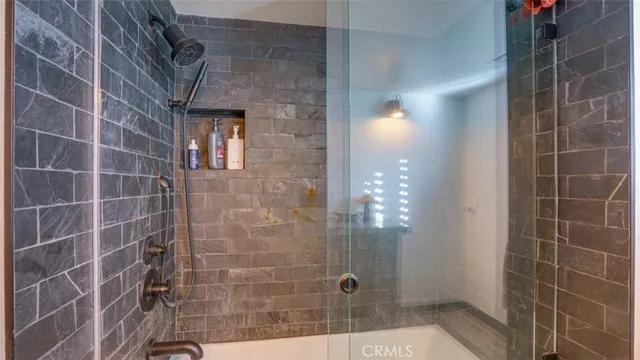 a view of backyard with seating area and green space