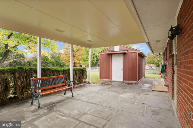a view of backyard with trampoline