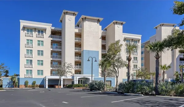 a front view of a building with street view