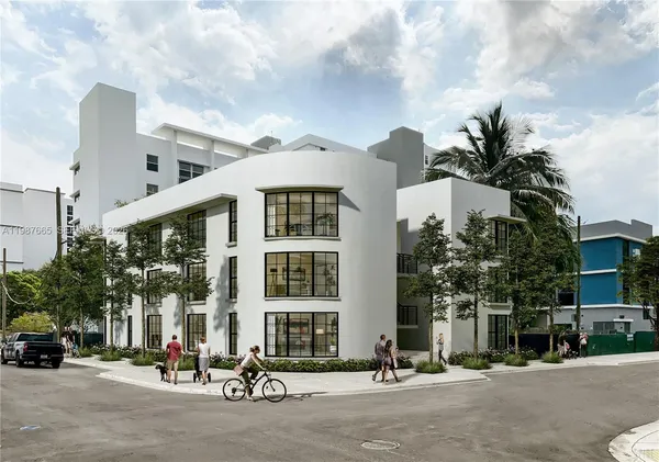 a front view of a building with street view