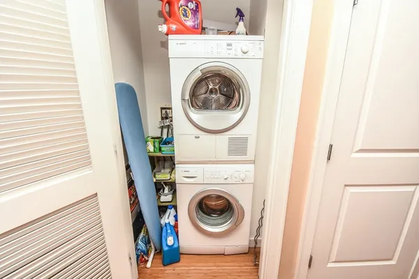 a view of washer and dryer in a utility room