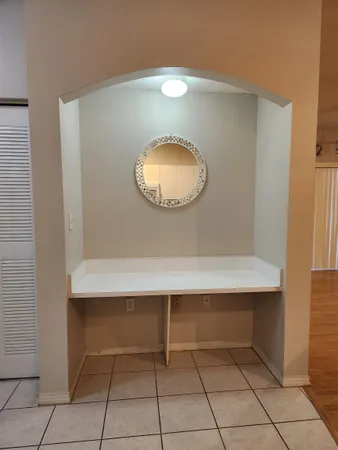 a room with a table and a chair