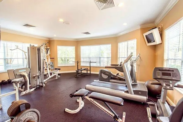 a view of a room with gym equipment