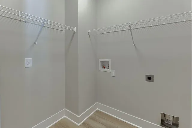 a view of a room with racks on the wall