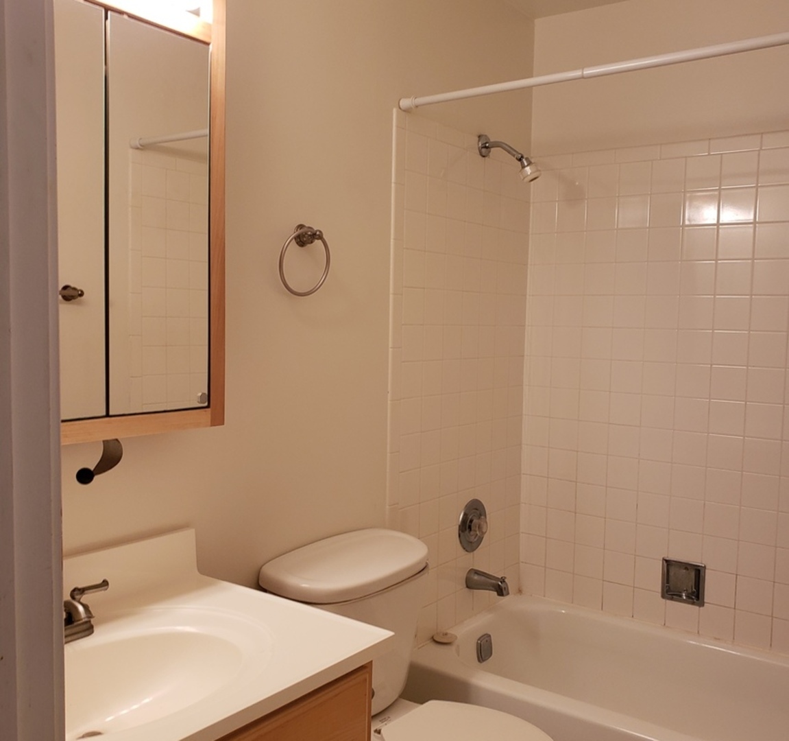 1969 North Hicks Road, Unit 102 Palatine, IL 60074 - Photo 9 of 17 a bathroom with a sink a toilet and shower