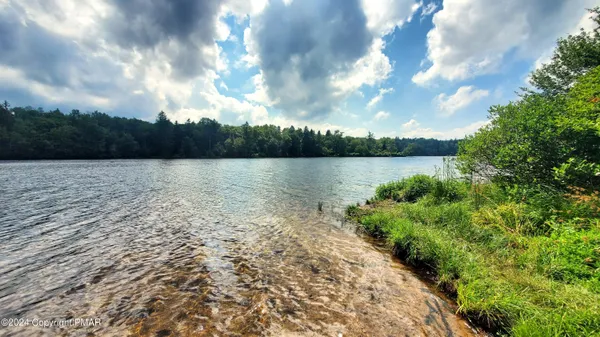 a view of a lake from a yard