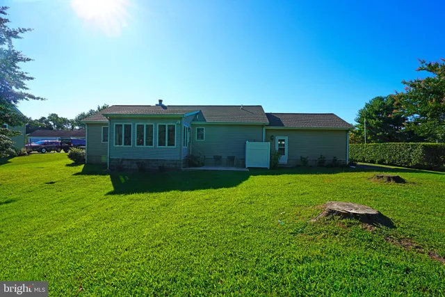 a view of a house with a yard and a tree