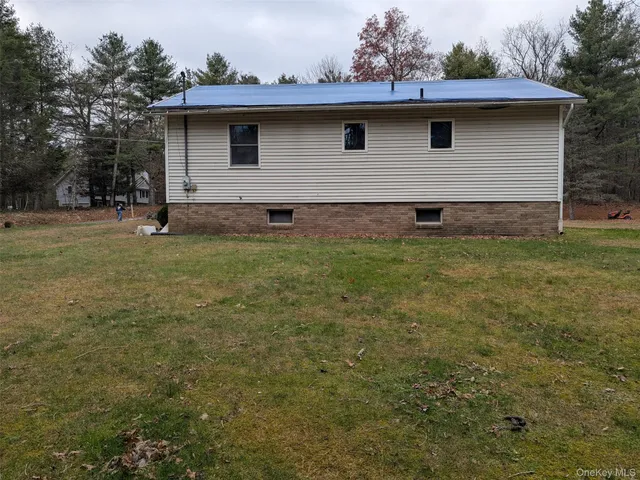a backyard of a house with plants and trees