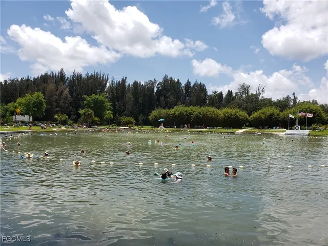 a park with lots of green space and fog