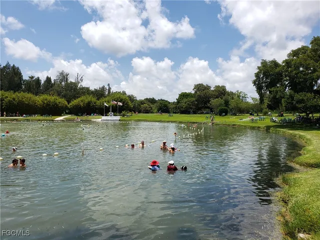 a view of a lake with houses
