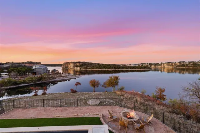 a view of a lake with houses