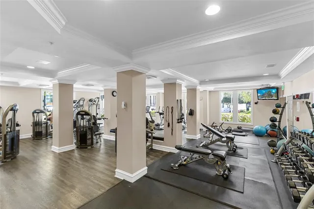 a view of a room with gym equipment