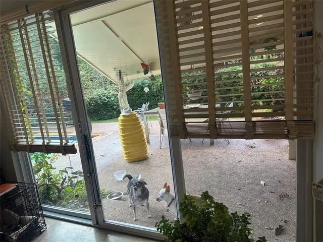 a view of a chairs in a patio