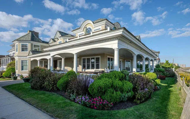 a view of a balcony with wooden floor