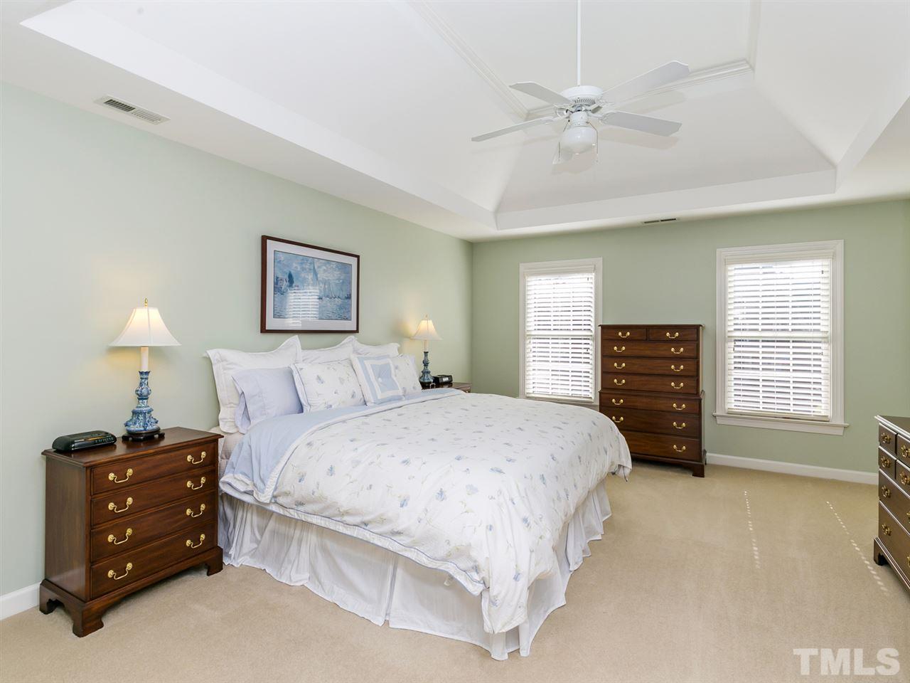 2401 Narrawood Street Raleigh, NC 27614 - Photo 13 of 25 Spacious Master Bedroom with Trey Ceiling and New Carpet