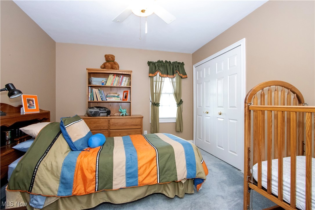 10050 Mennonite Road Rittman, OH 44270 - Photo 25 of 42 Bedroom with a closet, carpet flooring, and ceiling fan