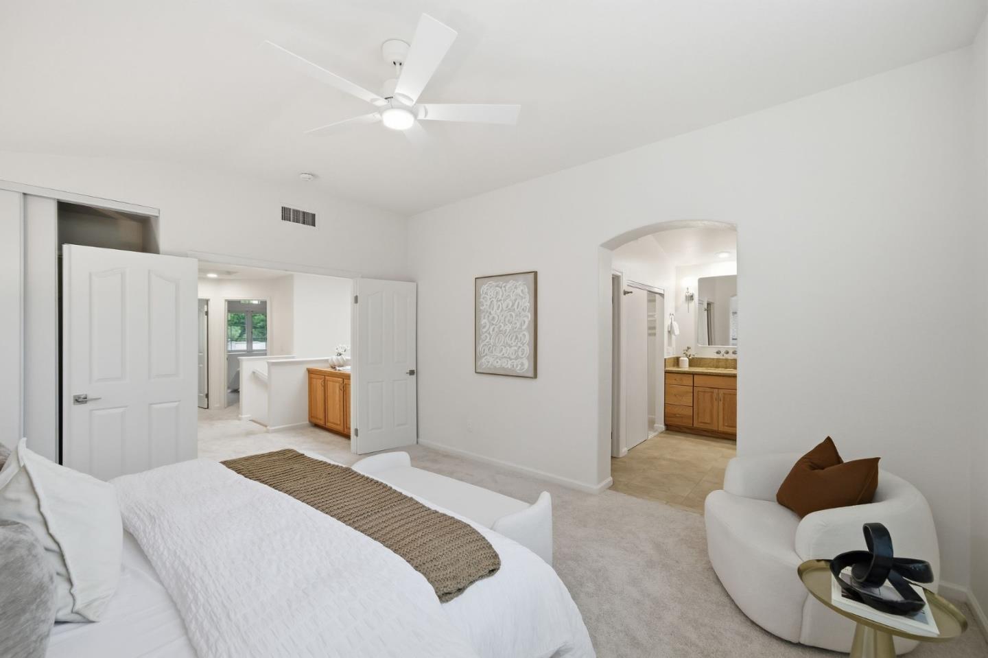 375 Montevideo Circle Fremont, CA 94539 - Photo 25 of 45 a bedroom with a bed and ceiling fan
