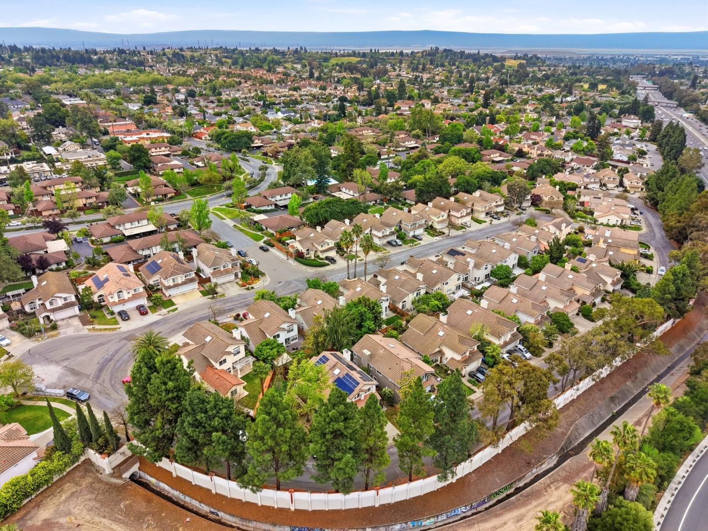 375 Montevideo Circle Fremont, CA 94539 - Photo 43 of 45 an aerial view of residential houses with outdoor space
