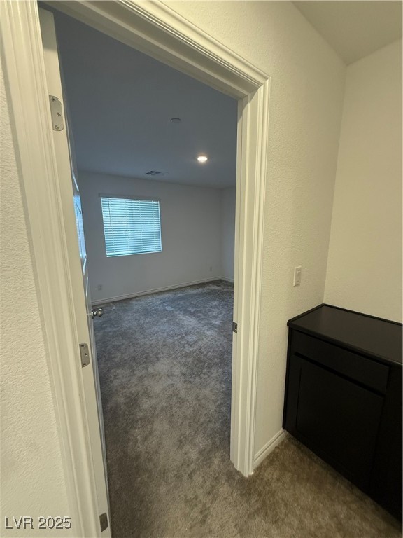 10774 Astell Isle Court Las Vegas, NV 89166 - Photo 17 of 34 Hallway with dark carpet and a textured wall