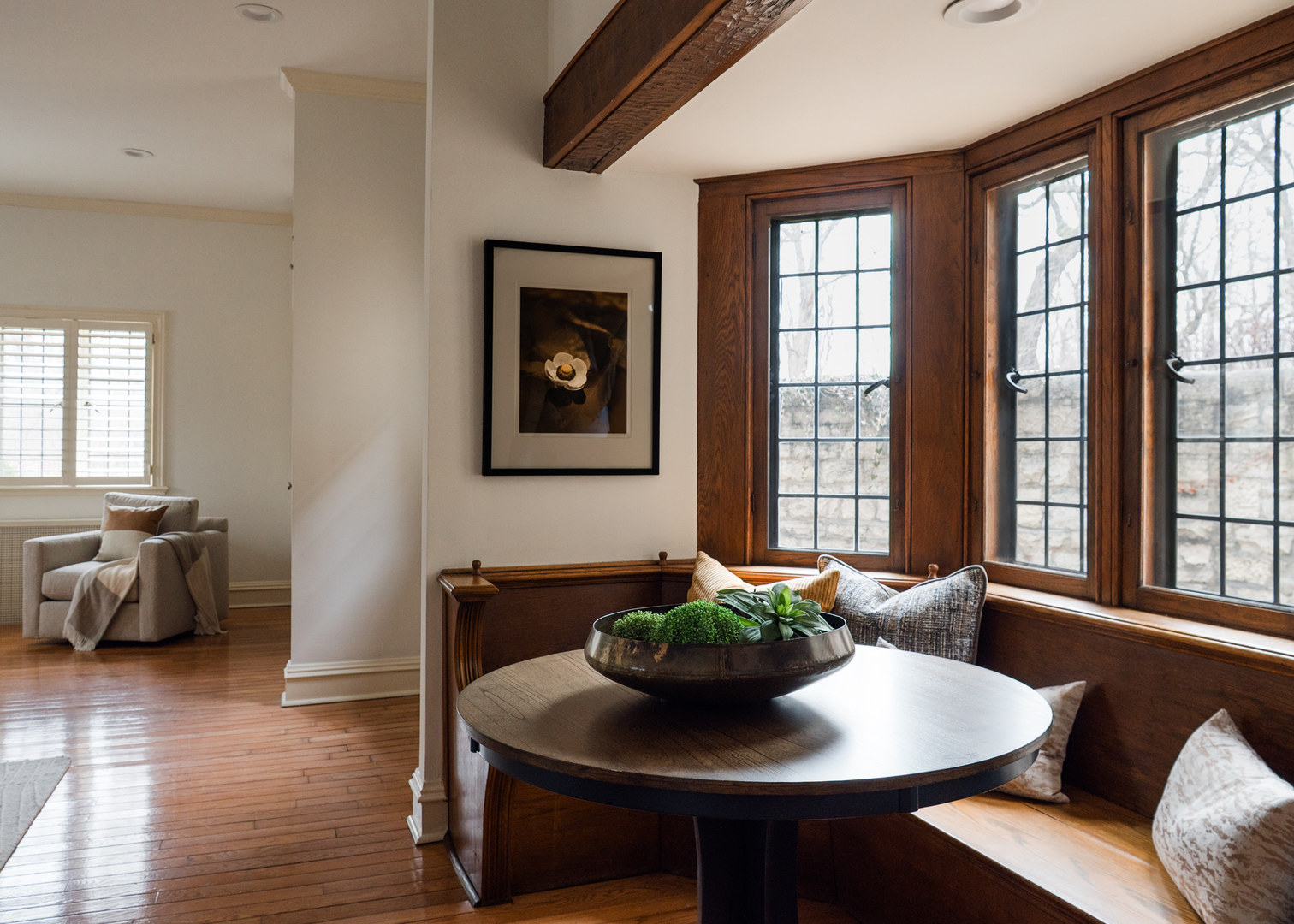 1650 Green Bay Road Lake Bluff, IL 60044 - Photo 27 of 63 a view of a dining room with furniture window and wooden floor