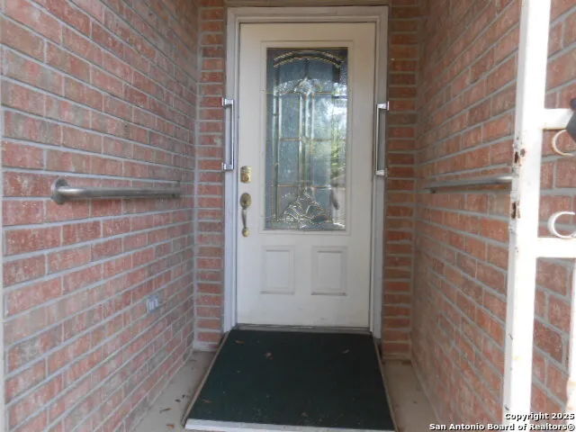 a view of a wooden door