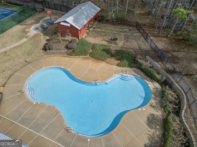 an aerial view of a house