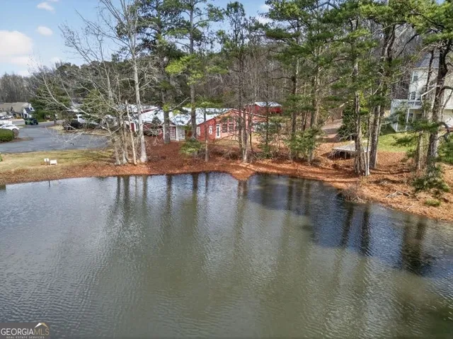 an aerial view of a house