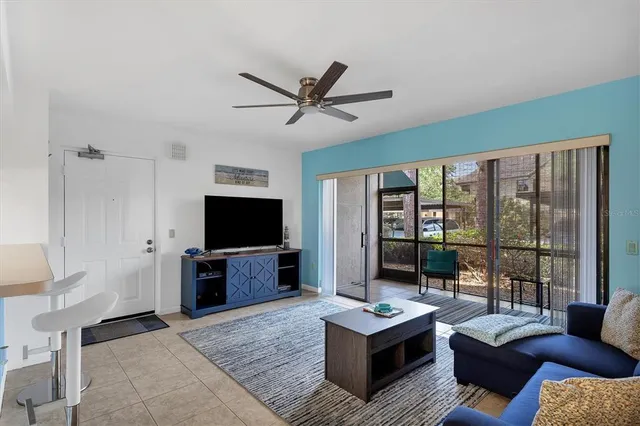 a living room with fireplace furniture and a flat screen tv