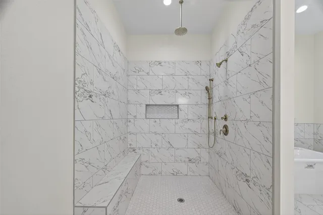 a bathroom with a shower