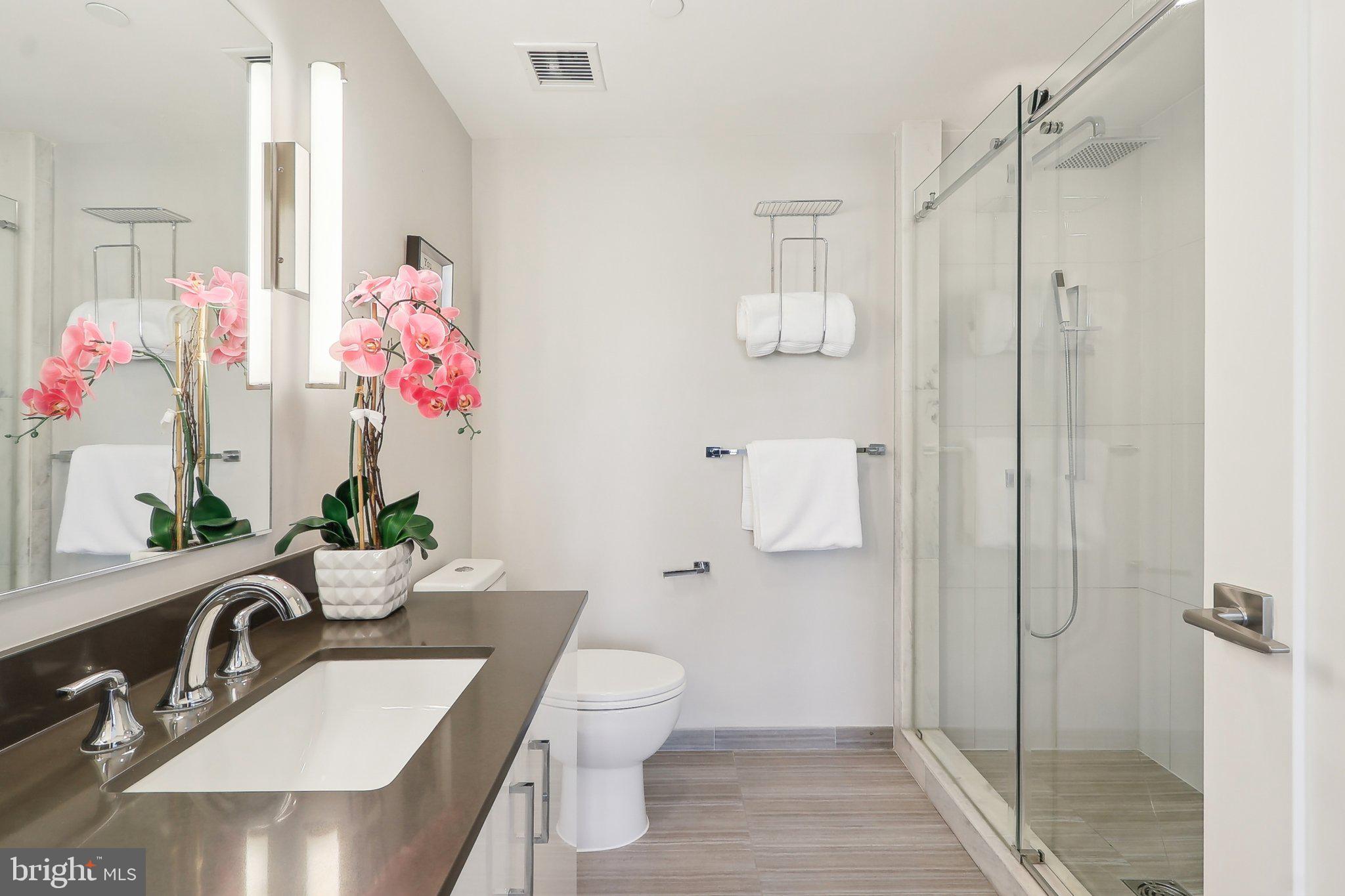 88 V Street Southwest, Unit 311 Washington, DC 20024 - Photo 22 of 32 a bathroom with a sink mirror toilet and shower