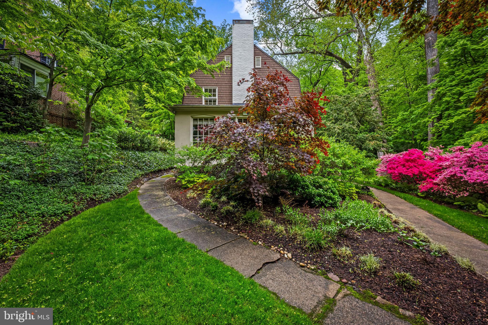 401 Edgevale Road Baltimore, MD 21210 - Photo 19 of 80 Front Elevation Through Gardens